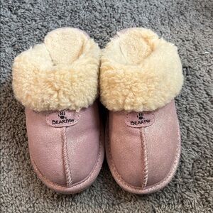 BearPaw Blush and Cream slippers